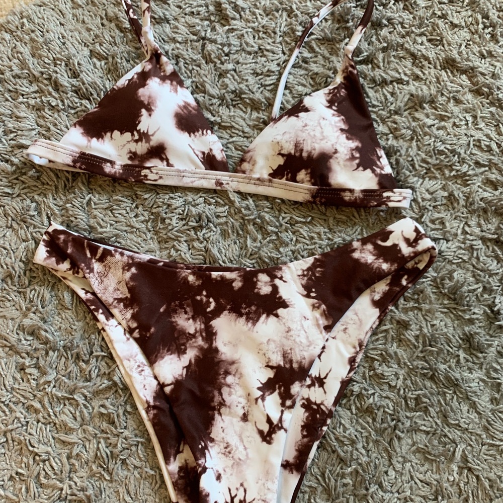 Brown Tie-Dye/Cow Print Bikini